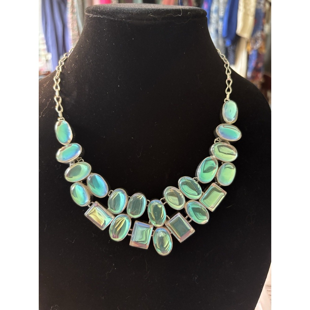 mystic rainbow necklace Set In Sterling Silver